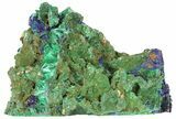 Azurite Crystal Cluster with Fibrous Malachite - Laos #50775-2